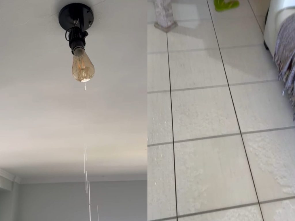 Registros feitos pelos moradores mostram a intensidade com que água se infiltrou nos imóveis. (Foto: Arquivo Pessoal)