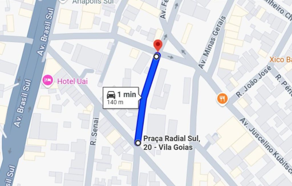 Mapa indicando o trecho