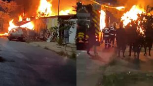 Incêndio de grandes proporções tomou conta dos imóveis. (Foto: Reprodução)