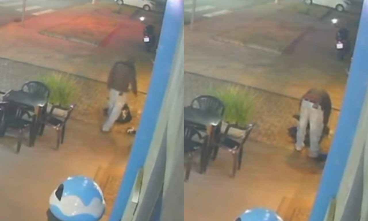 Homem foi flagrado furtando a vasilha pelas câmeras de segurança da Berry's. (Foto: Arquivo Pessoal/Emanuel Victor)