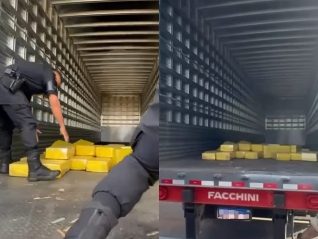 Caminhão com quase meia tonelada de maconha foi parado pelas autoridades. (Foto: Divulgação/CPE)