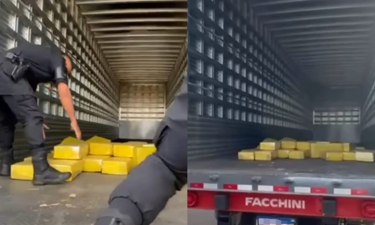 Caminhão com quase meia tonelada de maconha foi parado pelas autoridades. (Foto: Divulgação/CPE)