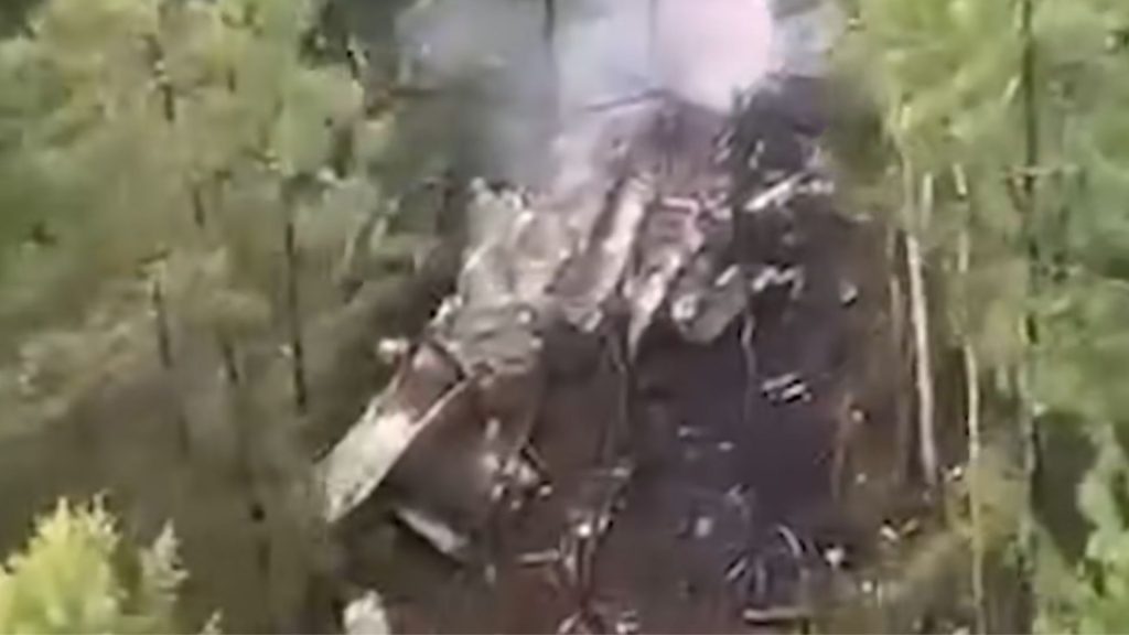 Avião caiu em região de mata. (Foto: Captura de Tela/Youtube/The Sun)