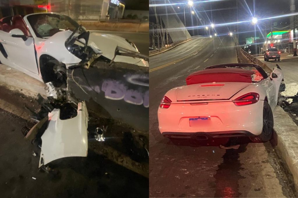 Motorista abandona carro de luxo após acidente e tem objetos furtados em Goiânia