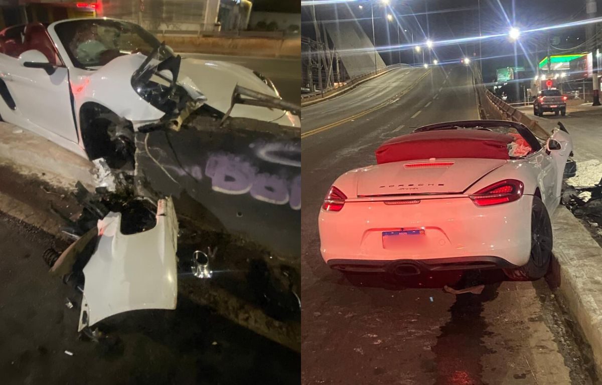 Motorista abandona carro de luxo após acidente e tem objetos furtados em Goiânia