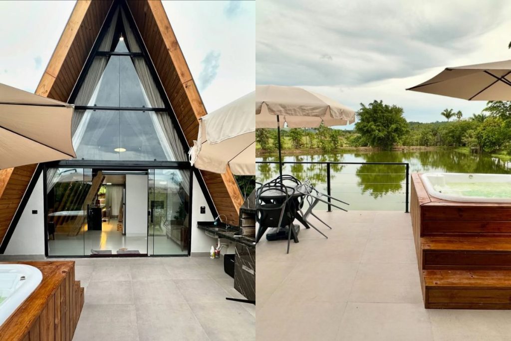 Cabana a poucos minutos de Goiânia e Anápolis tem vista para o lago e é opção para relaxar no fim de semana