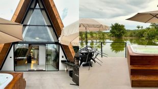 Cabana a poucos minutos de Goiânia e Anápolis tem vista para o lago e é opção para relaxar no fim de semana