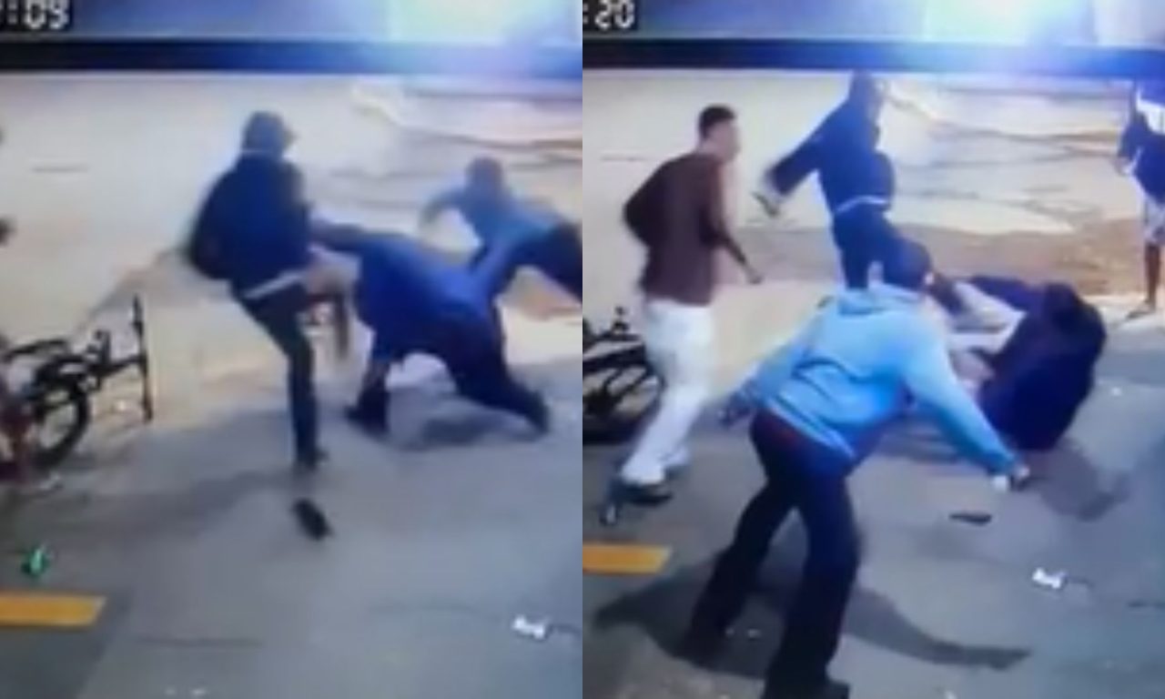 Câmeras registraram momento em que grupo de amigos ataca o jovem.