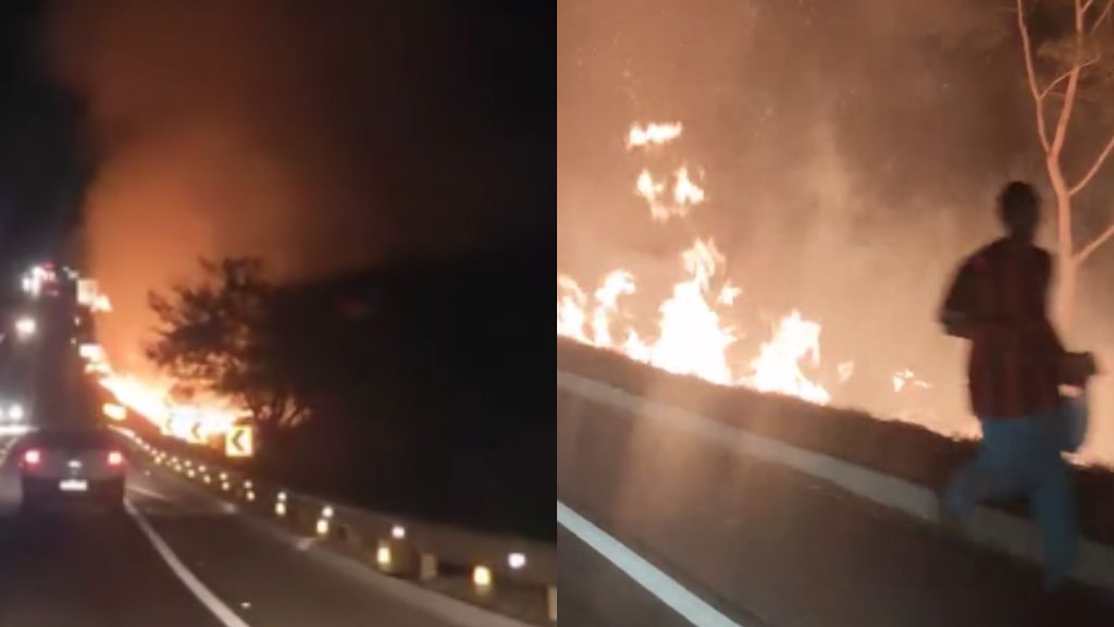 Incêndio tomou as margens da BR-414.