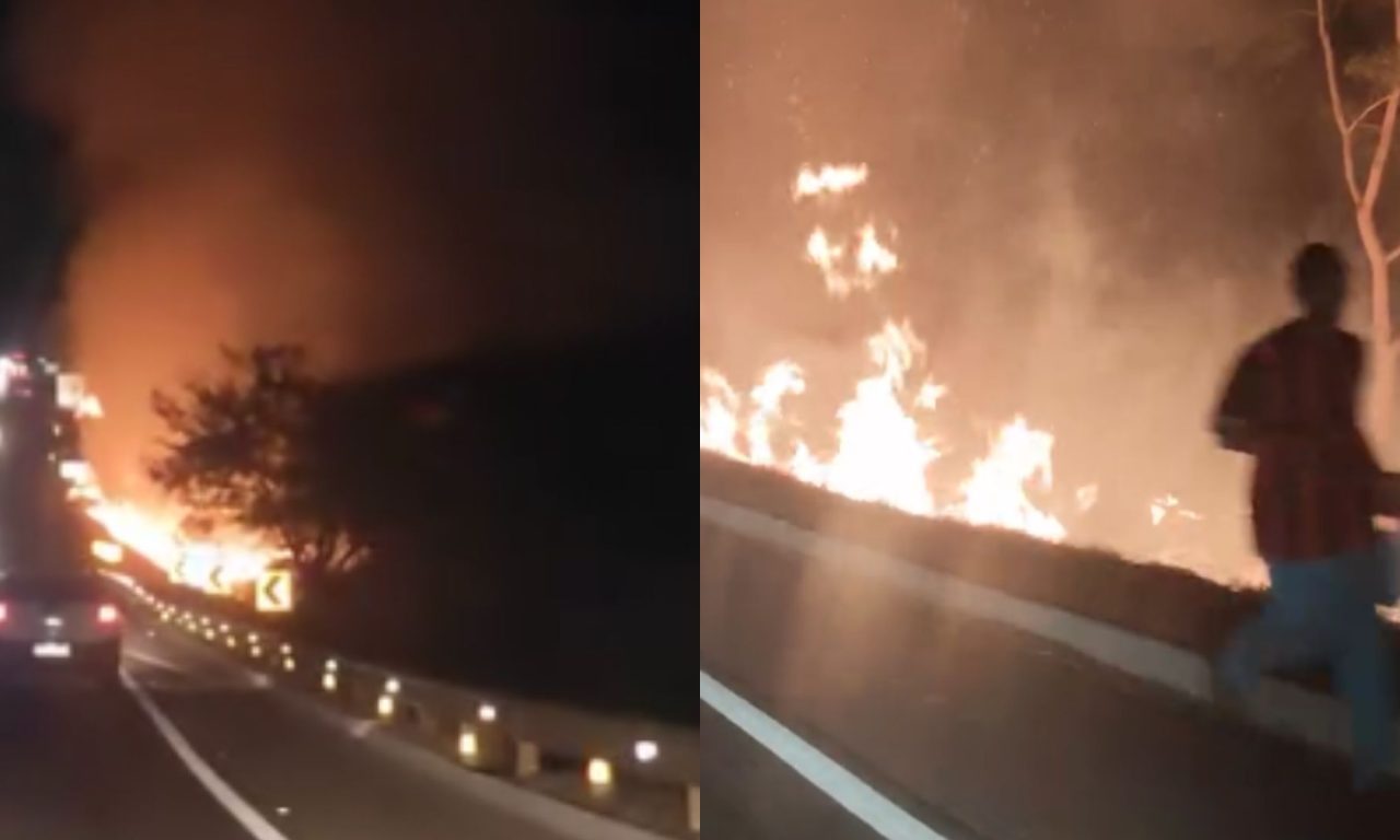 Incêndio tomou as margens da BR-414.