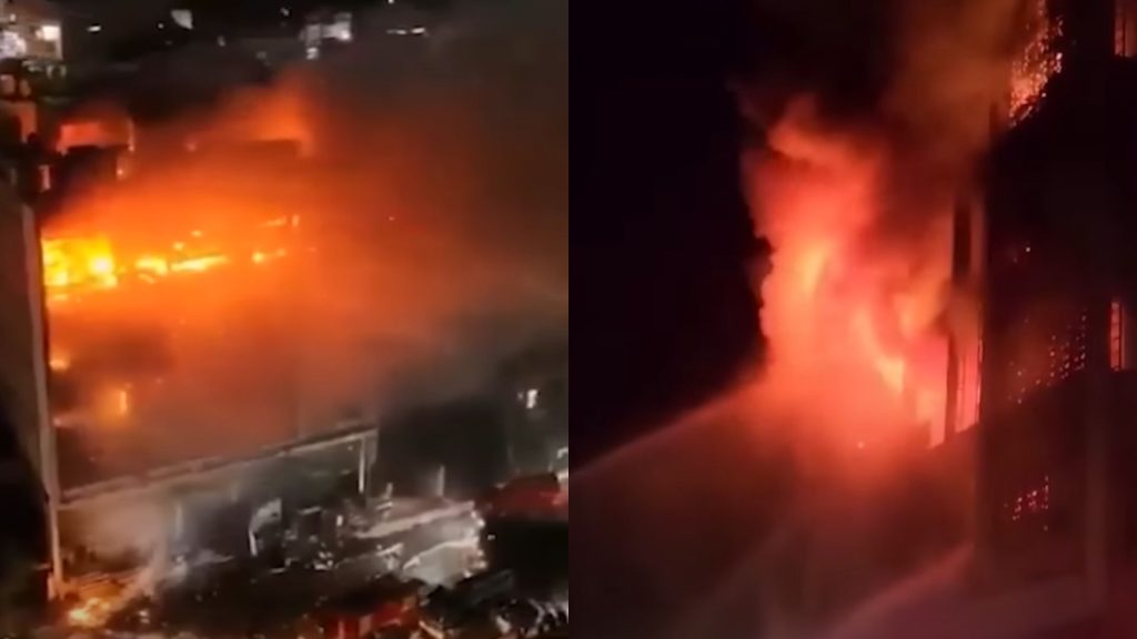 Fogo se propagou rapidamente pelo centro comercial Hyper Mall, que tinha cinco andares.