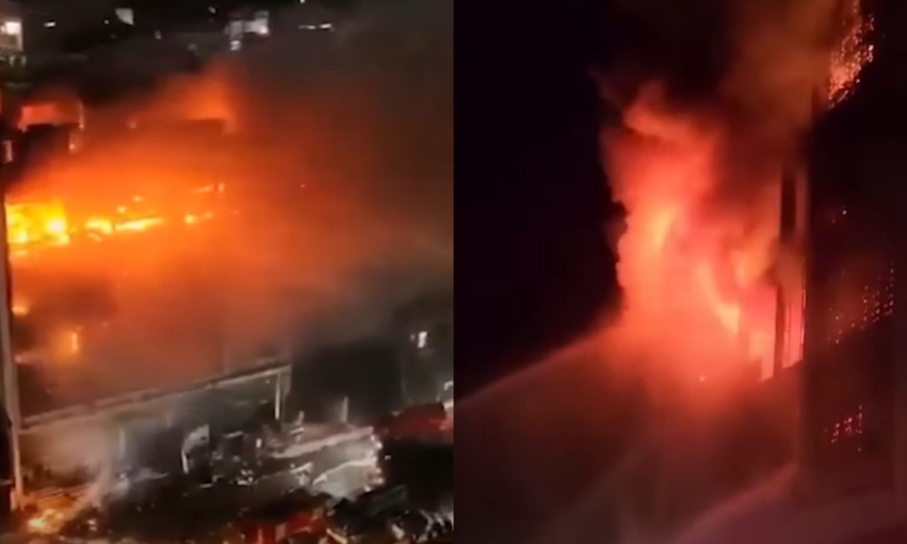 Fogo se propagou rapidamente pelo centro comercial Hyper Mall, que tinha cinco andares.