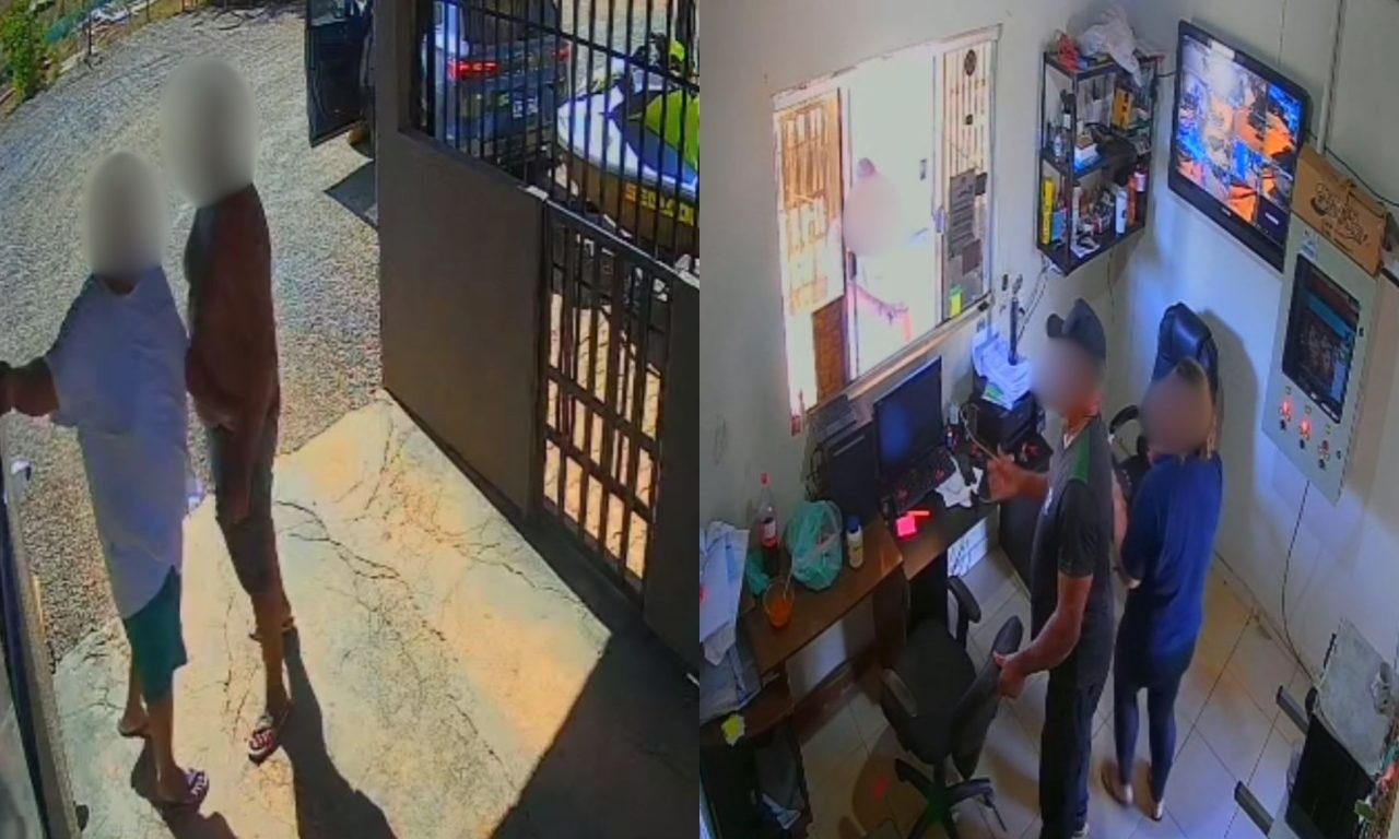Câmeras registraram toda a cena entre funcionária e agressores.