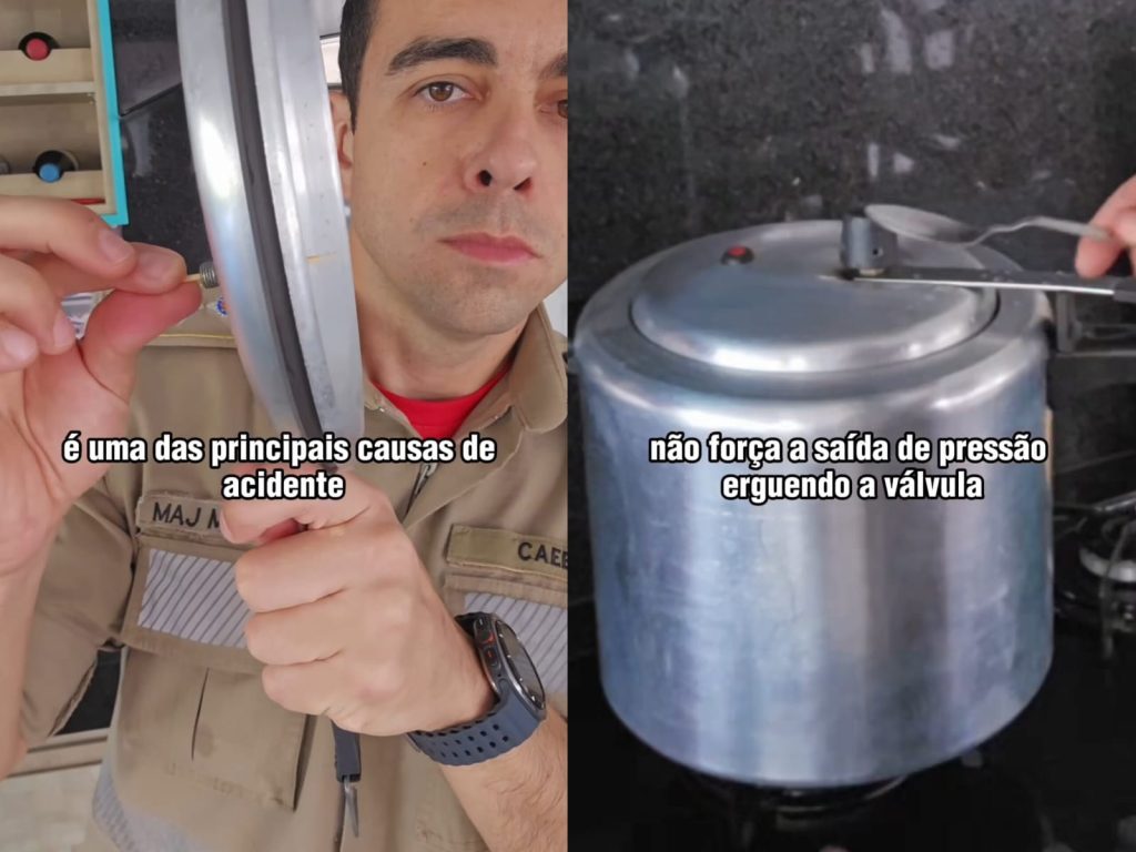 Bombeiro de Goiás alerta sobre erro perigoso que nunca deve ser cometido na hora de usar panela de pressão