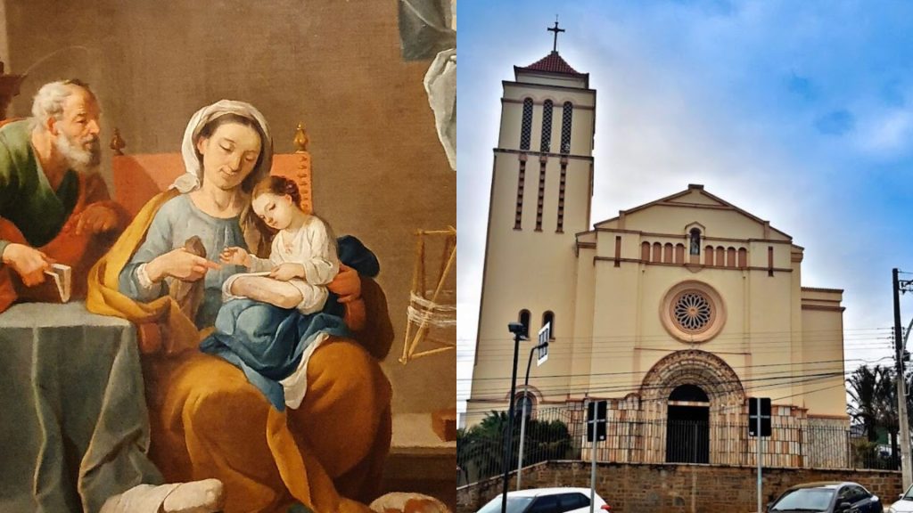 Pintura de São Joaquim, Santa Ana e a Virgem Maria. Paróquia de Sant'Ana em Anápolis. (Foto: GualdimG/Wikimedia Commons e Jorge Felipe)