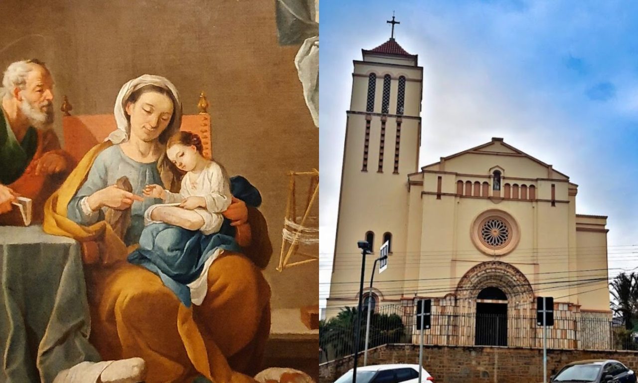 Pintura de São Joaquim, Santa Ana e a Virgem Maria. Paróquia de Sant'Ana em Anápolis. (Foto: GualdimG/Wikimedia Commons e Jorge Felipe)