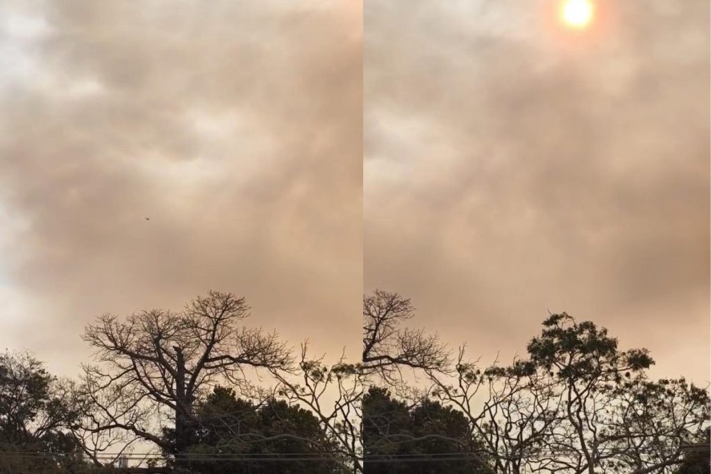 Nuvem de fumaça tomou o céu de Goiânia. (Foto: Reprodução)