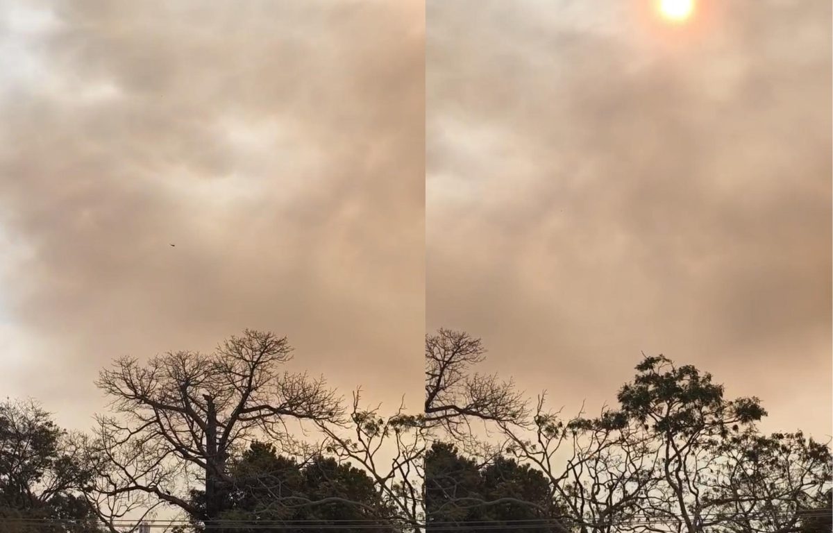 Nuvem de fumaça tomou o céu de Goiânia. (Foto: Reprodução)