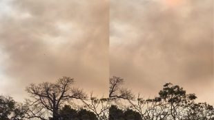Nuvem de fumaça tomou o céu de Goiânia. (Foto: Reprodução)