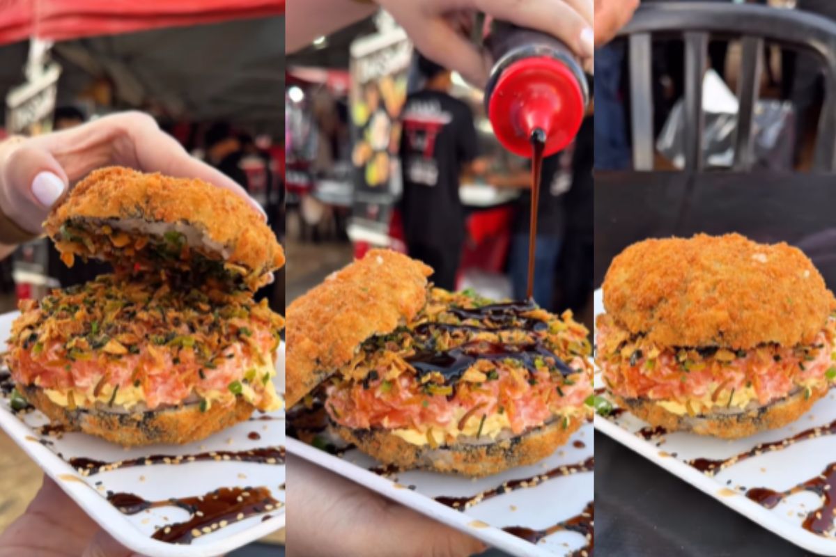 Hambúrguer de Sushi: conheça novidade que tem chamado atenção em feiras da Grande Goiânia