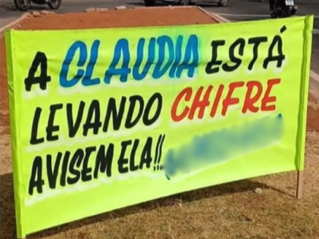 Placa fixada chamou atenção de quem passava pela região da 44. (Foto: Redes Sociais)