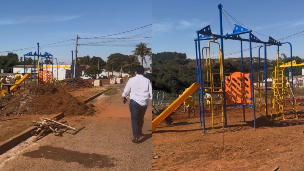 Praça está sendo construído no lugar do antigo lixão do Setor Escala.