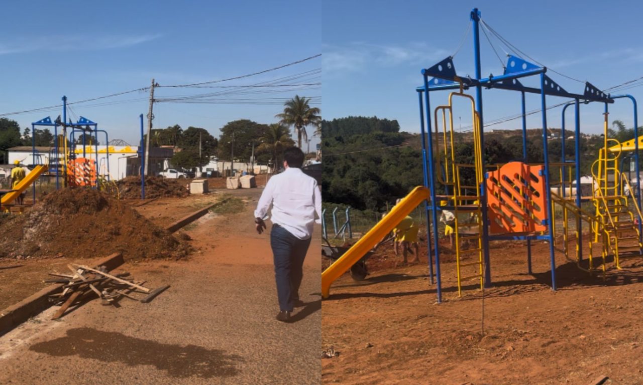 Praça está sendo construído no lugar do antigo lixão do Setor Escala.