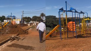 Praça está sendo construído no lugar do antigo lixão do Setor Escala.