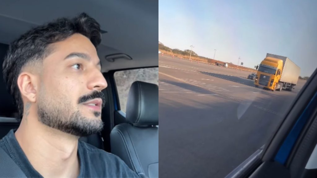 Motorista tomou medida drástica ao ver as duas praças de pedágio.