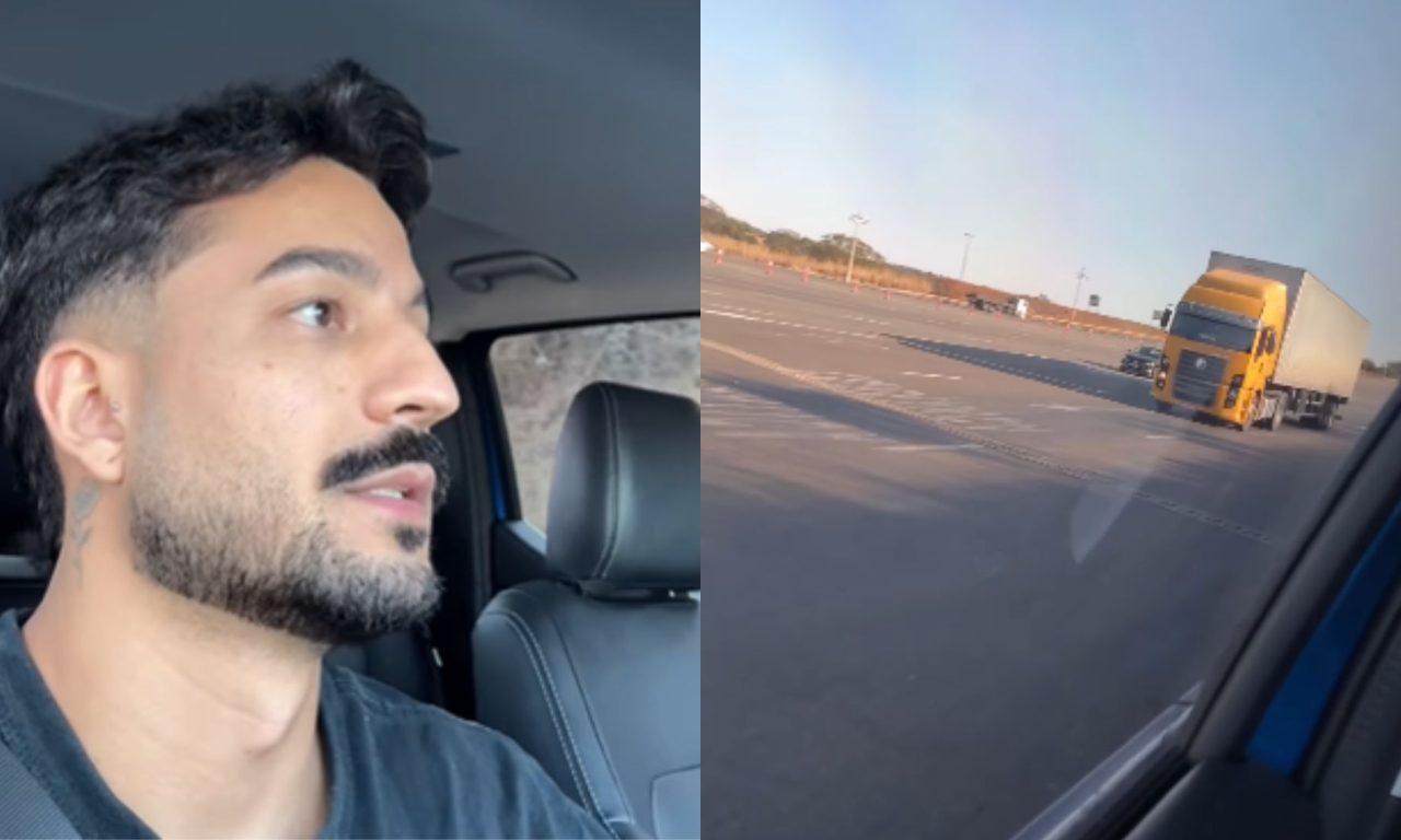 Motorista tomou medida drástica ao ver as duas praças de pedágio.