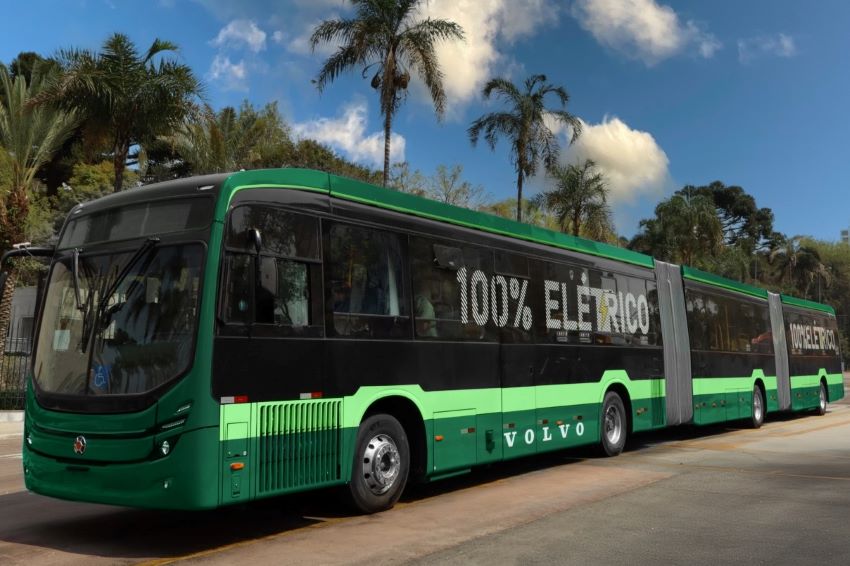 Ônibus biarticulados e 100% elétricos passarão a rodar em Goiânia já em agosto. (Foto: Divulgação/Volvo)