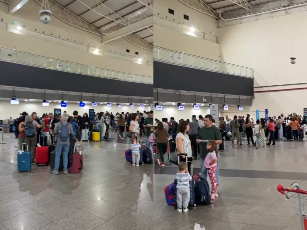 Transtorno por conta do cancelamento do voo gerou filas no aeroporto. (Foto: Portal 6)