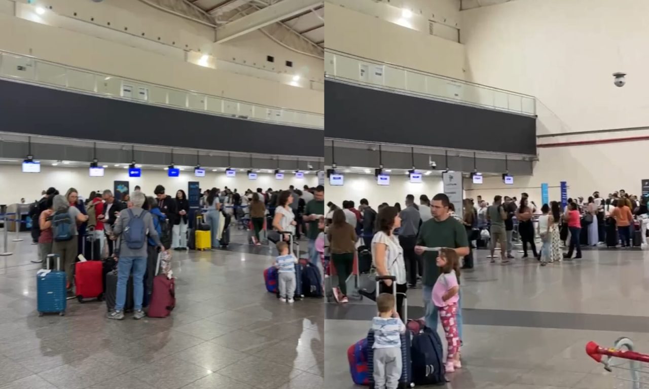 Transtorno por conta do cancelamento do voo gerou filas no aeroporto. (Foto: Portal 6)