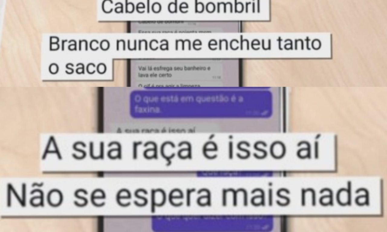 Enfermeira tirou prints das ofensas racistas ditas pela diarista. (Foto: Tv Anhanguera)