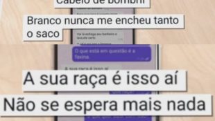 Enfermeira tirou prints das ofensas racistas ditas pela diarista. (Foto: Tv Anhanguera)