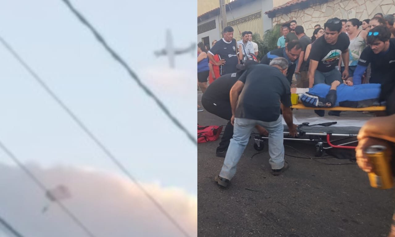Vítima de acidente com paraquedas foi levada ao Heana. (Foto: Reprodução) paraquedista