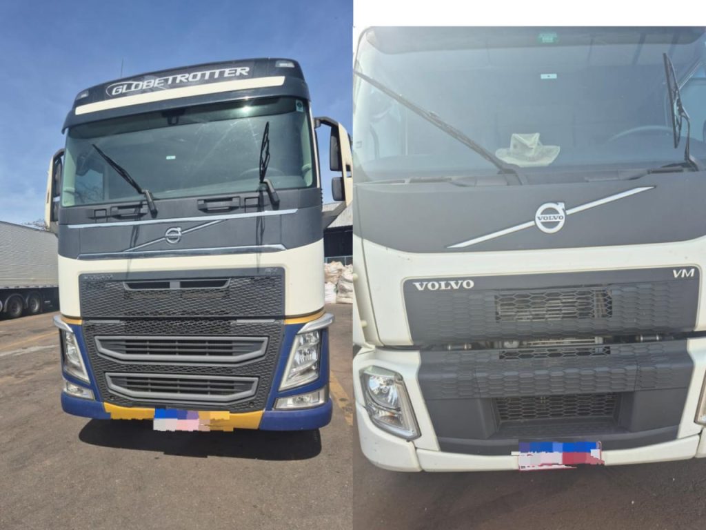 Frota de 12 caminhões do Pérola Distribuição foi apreendida. (Foto: Reprodução)