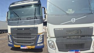 Frota de 12 caminhões do Pérola Distribuição foi apreendida. (Foto: Reprodução)