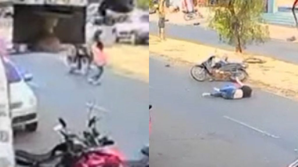 Câmera registrou quando adolescente foi atropelada.