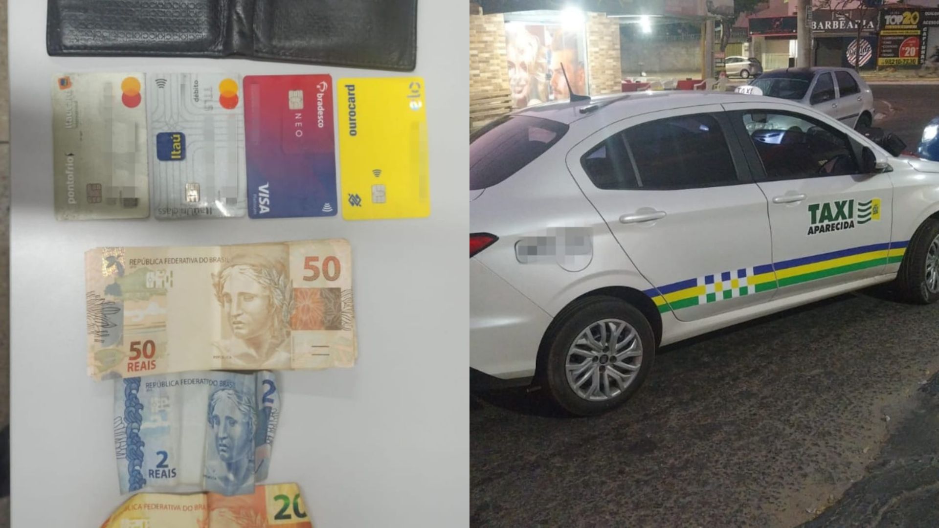 O trio levou cartões bancários, dinheiro e um aparelho iPhone 11.