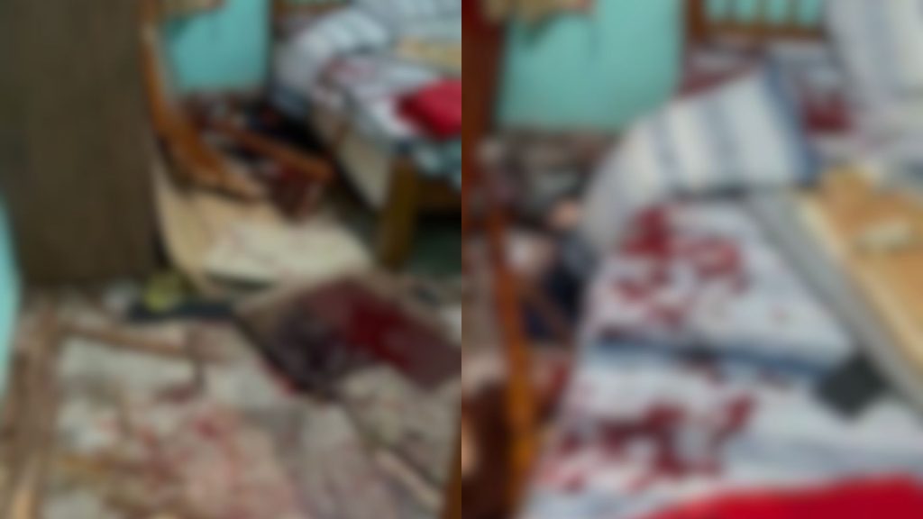 Quarto em que os tios do suspeito estavam ficou cheio de sangue.