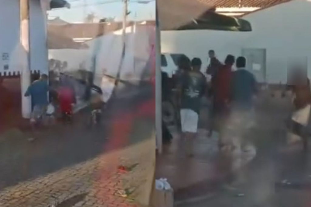 Briga generalizada na porta de colégio em Inhumas quase terminou em morte