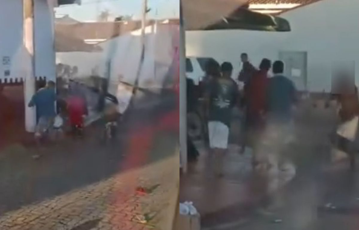 Briga generalizada na porta de colégio em Inhumas quase terminou em morte