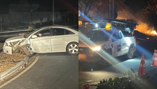 Motorista bêbado é preso em Aparecida de Goiânia após "tirar racha", bater em poste e causar incêndio