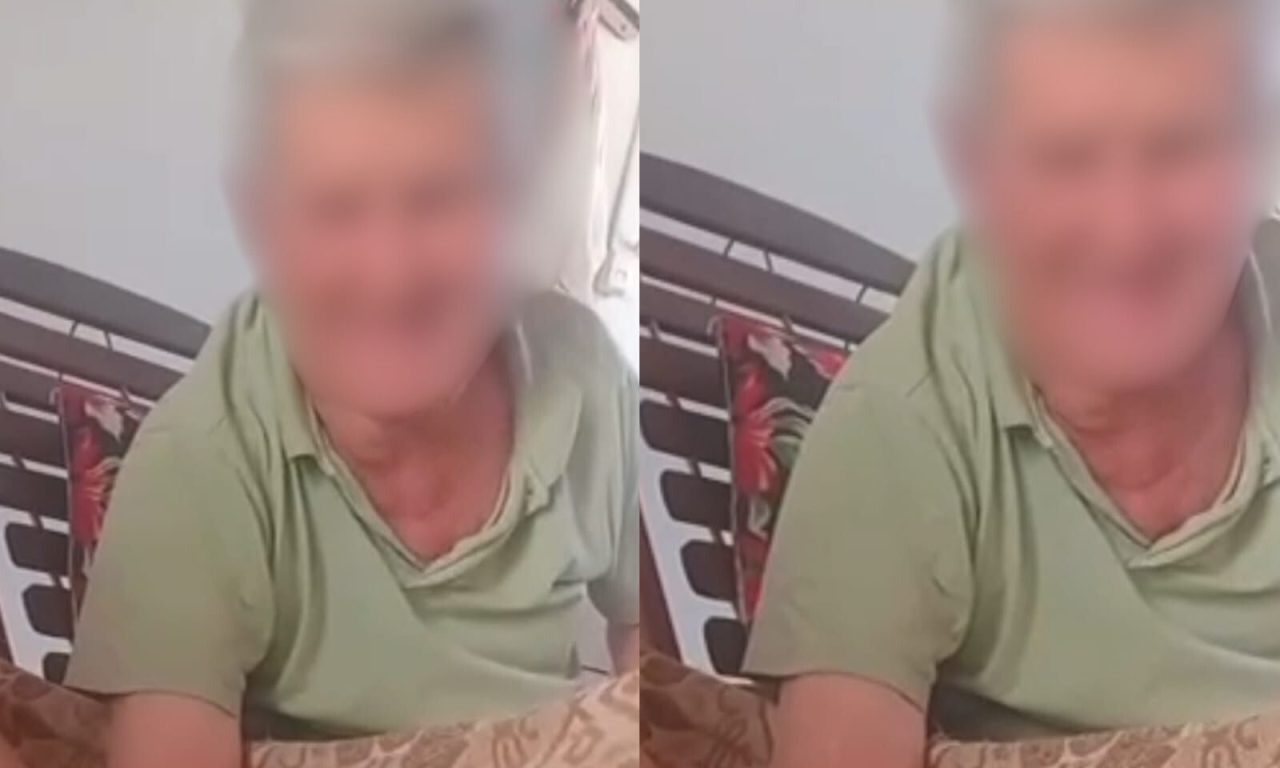 Idoso apareceu sorrindo enquanto abusava da adolescente. (Foto: Reprodução)