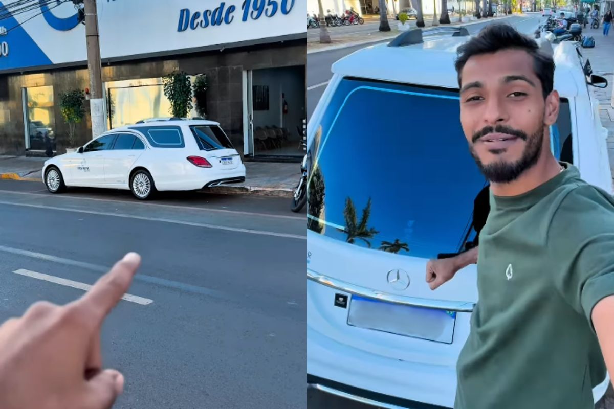 Influenciador viraliza ao mostrar carro funerário de luxo em Goiás: “perdi a vontade de andar”