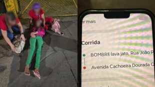 Mulher sendo socorrida após acidente. (Foto: Reprodução)