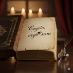 Livro com a expressão latina de Descartes: Penso, logo existo