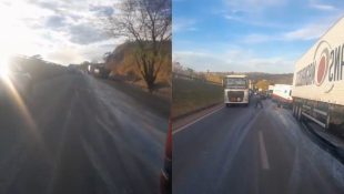 Vazamento de sebo comprometeu 15 km da rodovia. (Foto: Triunfo Concebra)