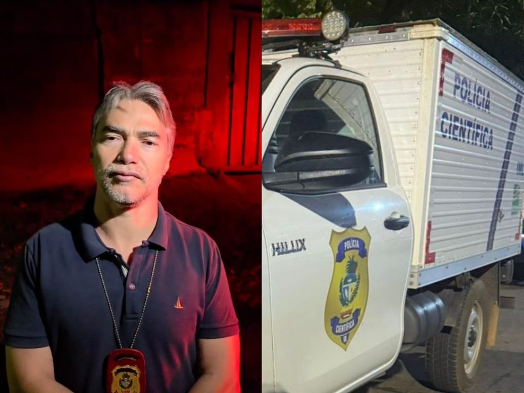 Delegado Cleiton Lobo esteve na cena do homicídio para dar prosseguimento às investigações. (Foto: 105.7 FM)